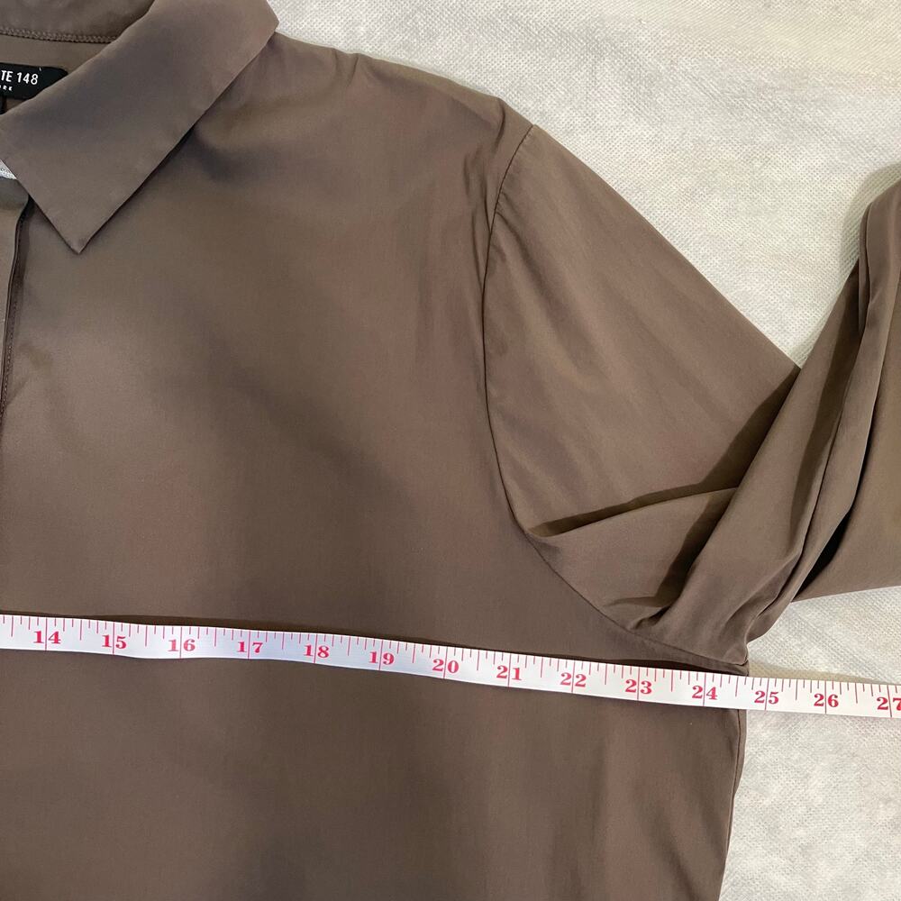 Lafayette 148 Womens XXL Taupe Brown Hip Length Button-Up Shirt Minimalist Clean - Picture 16 of 16